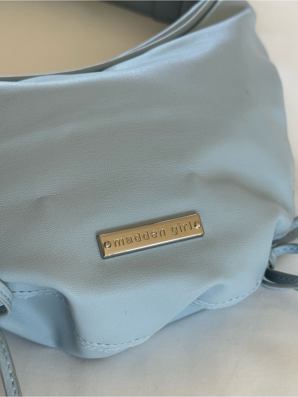 Madden Girl Baby Blue Shoulder Bag with Gold Logo Plate New Without Tags